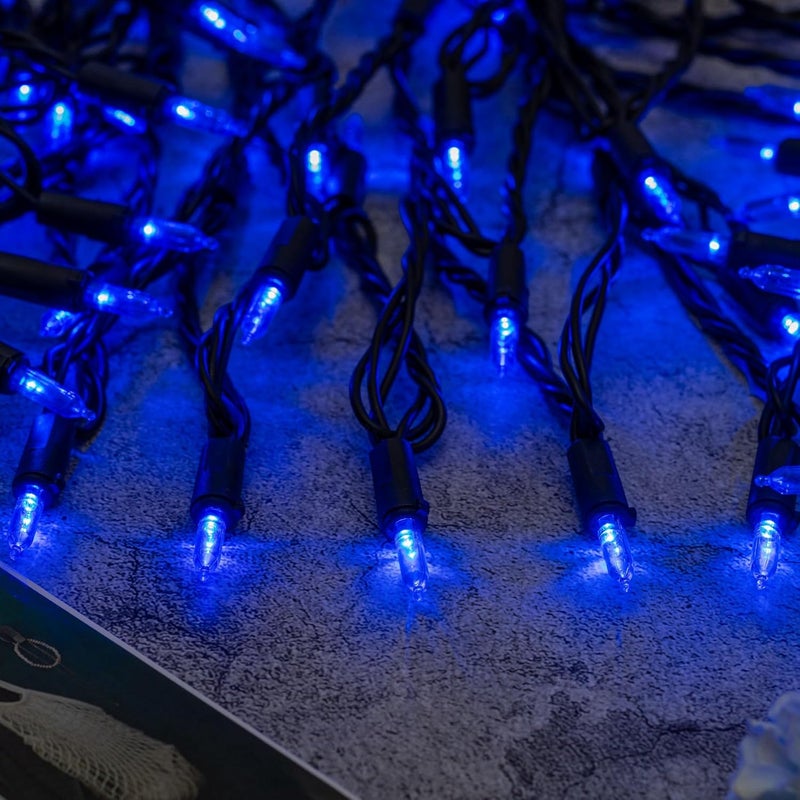 YULETIME Blue LED Christmas Lights with Black Wire, 33 ft 100 Count UL Certified Commercial Grade Halloween String Light Set (Blue - Black Wire) - Image 5